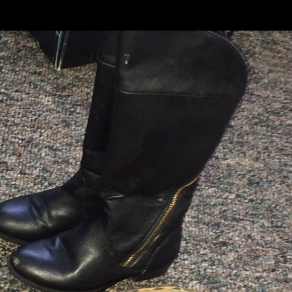 Girls black  knee boots - Picture 1 of 1