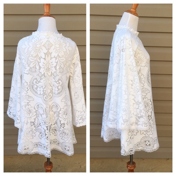 Vintage angel sleeve sheet crochet lace dress - Picture 2 of 4