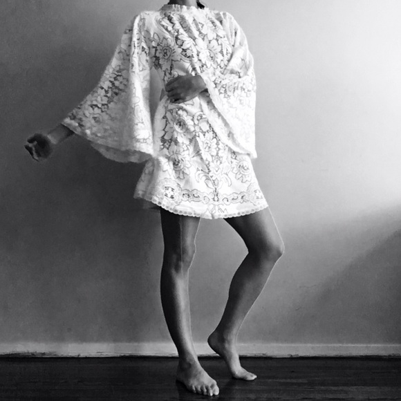 Vintage angel sleeve sheet crochet lace dress - Picture 4 of 4