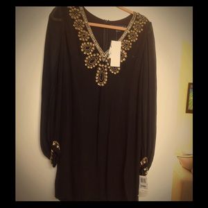 Nwt French connection dress with gold beading sz 6