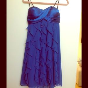 Royal blue ruffle strapless dress size 4
