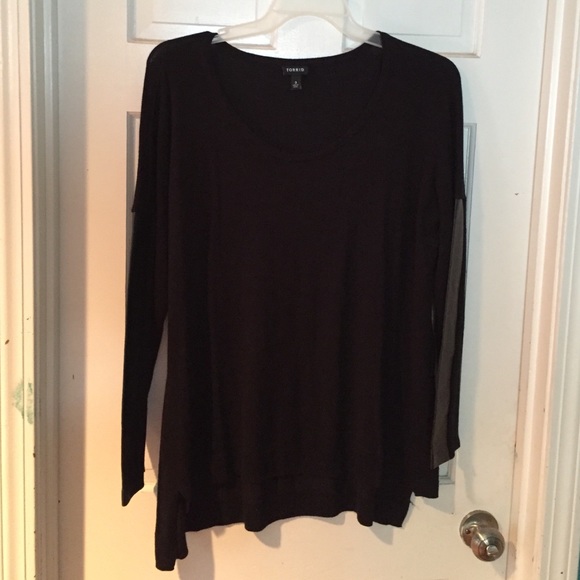 Torrid Black Sweater with "leather" sleeves