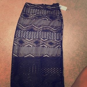 Black and taupe pencil skirt