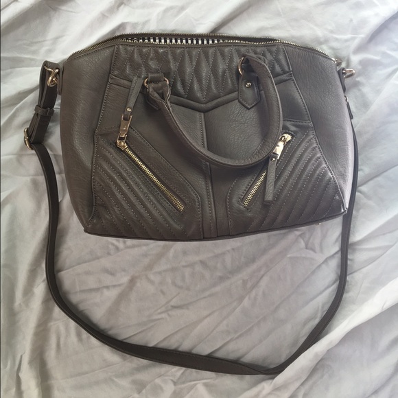 Grey/Dark Tan Over the shoulder purse