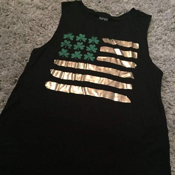 Shamrock American flag black tank top