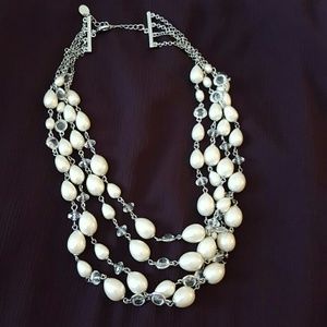 Talbots triple tiered silver and pearl necklace!