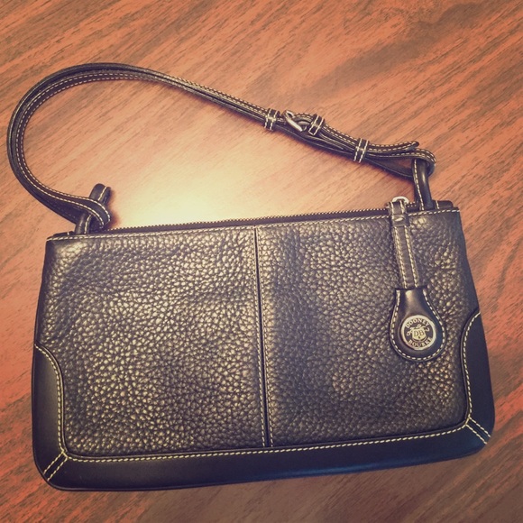 Black leather handbag