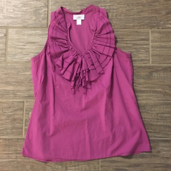 Loft Pink Ruffle Blouse - Picture 2 of 4