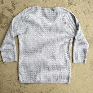 Sweaters - Grey Cable Knit 3/4 Sleeve Sweater Sweaters - Grey Cable Knit 3/4 Sleeve Sweater