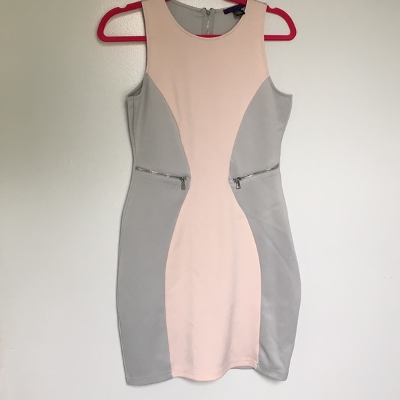Pink and gray body con dress