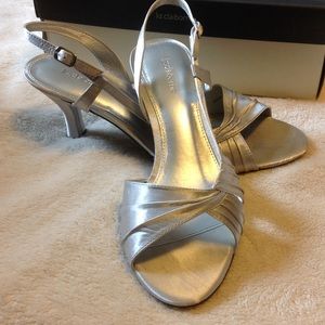 Silver dressy short heels
