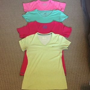 Set of 4 mix of dry fit and cotton workout shirts