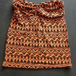 Orange and black tribal tube top