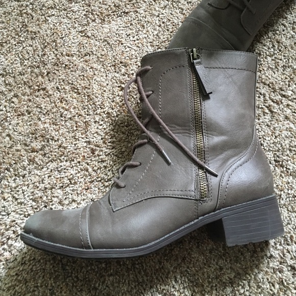 Grey zip-up combat boots
