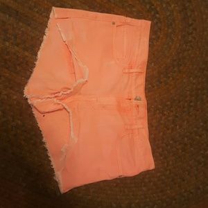 High Rise bright neon orange shorts