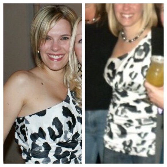 ❌SOLD❌ Express One Shoulder Animal Print Top - Picture 2 of 4