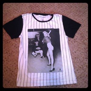 Marilyn Monroe Black and White Baseball Tee