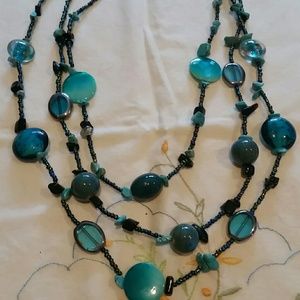Turquoise beaded multi strand necklace