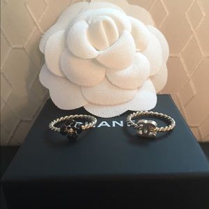 ‼️SOLD‼️ Auth Chanel CC Logo Camellia Flower Rings