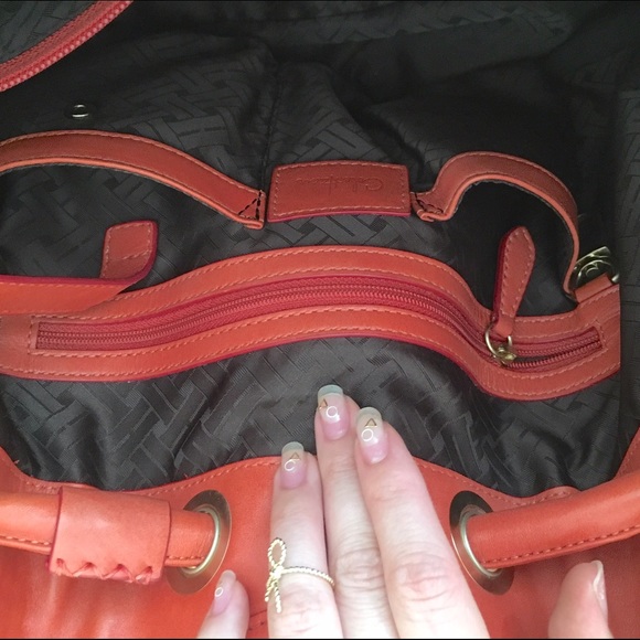 Cole Haan Orange Leather Woven Bag - Picture 3 of 4