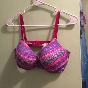 PINK patterned push up bra