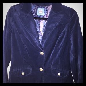 Blue velvet jacket.