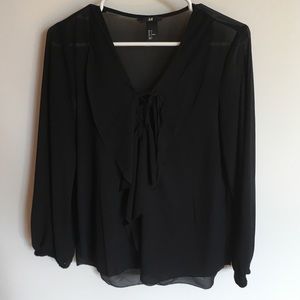 BLACK TIE DOWN BLOUSE