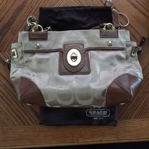 Brown/ gold coach purse