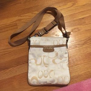 Creme coach cross body bag