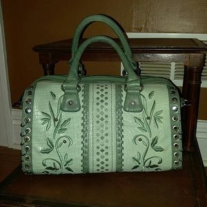 Beautiful green floral print satchel