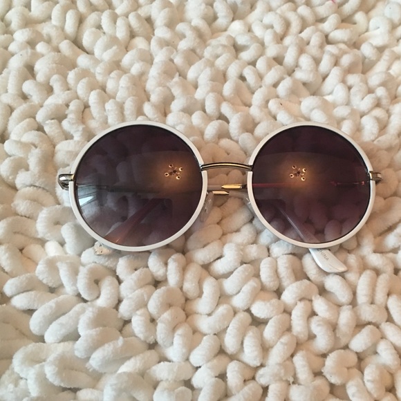 Round Frame Circle Lense Sunglasses White