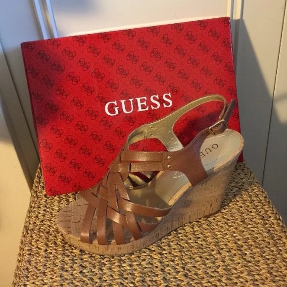Leather Cork Wedge Sandals