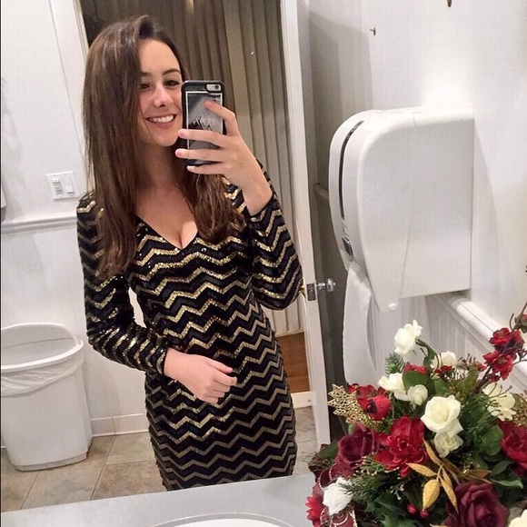Gold & Black long sleeve dress