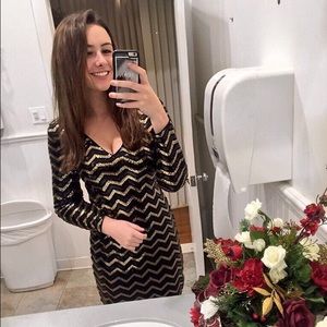 Gold & Black long sleeve dress