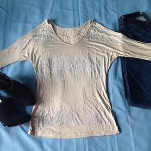 INC Nude and Silver Blouse