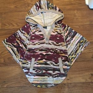 Aztec print hooded, pullover/poncho