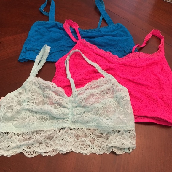3 lacy bralettes by Hollister