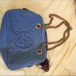 🚫sold🚫Gucci denim and gold shoulder bag