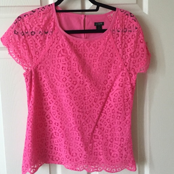Jcrew factory pink lace blouse.