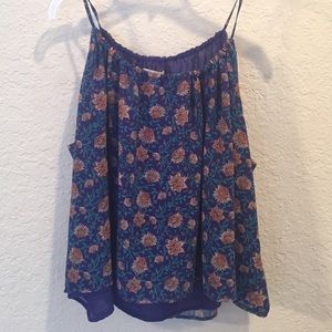 Blue Floral Tank-top