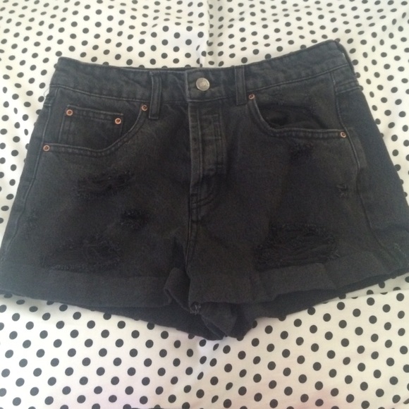 Black high waisted ripped jean shorts