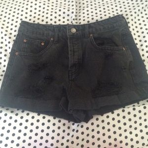 Black high waisted ripped jean shorts