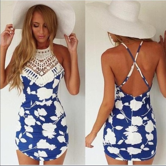 Sexy Lace High Bib Halter Dress