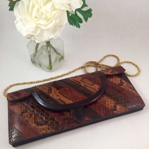 Vintage Tri-colored Snakeskin Tano Clutch