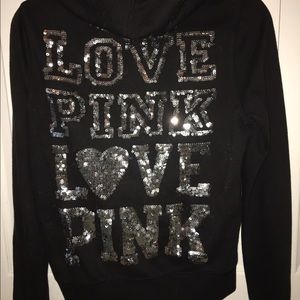 PINK black zip-up hoodie