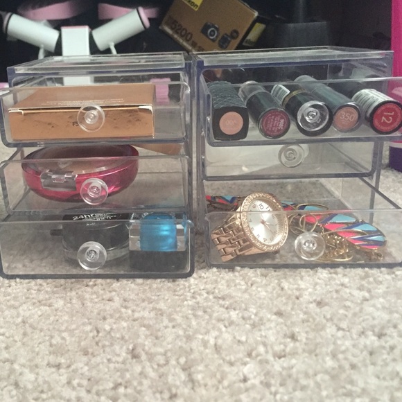 Three acrylic cosmetic organizer