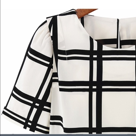 Black and white plaid blouse - Picture 2 of 4