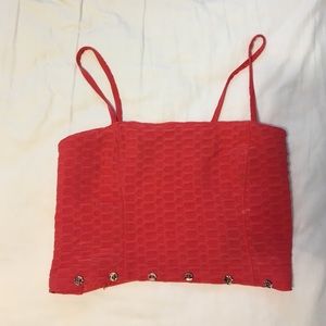 Coral crop top with buttons