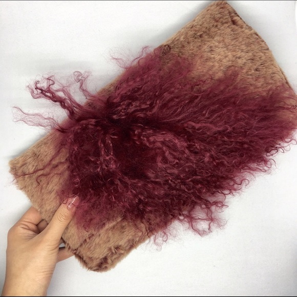 Burgundy Fur Clutch - Picture 1 of 4