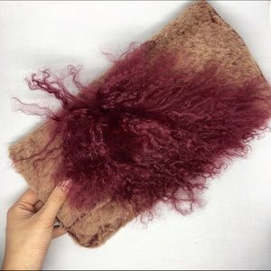 Burgundy Fur Clutch